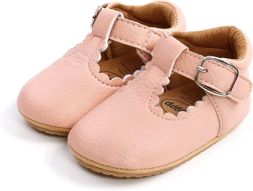 Miniatura 4 de SENIURIS Baby Girls Mary Jane Flats Shoes with Non-Slip Soft Rubber Sole Toddler First Walking Princess Dress Shoes