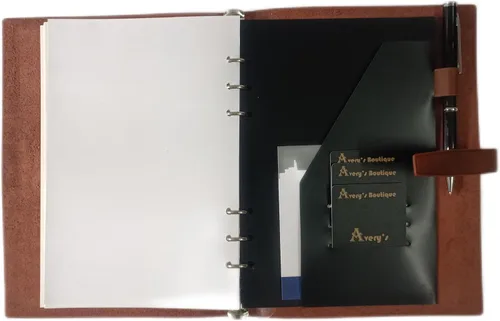 Miniatura 6 de Cuaderno de escritura en espiral de cuero genuino, cuaderno A5 con cubierta de cuero para hombres y mujeres, carpeta de 6 anillas, bloc de notas