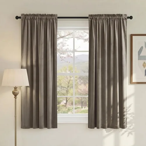 Miniatura 136 de NICETOWN Cortinas opacas de terciopelo extralargas negras de 120 pulgadas de largo para telón de fondo, cortinas de terciopelo con aislamiento Serie