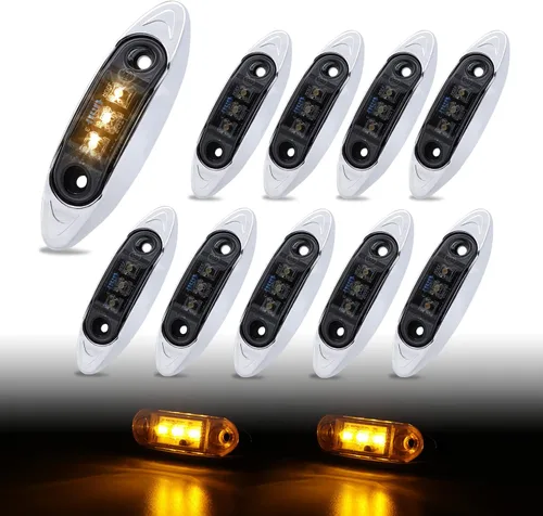 Miniatura 8 de TMH 10 piezas, mini marcador LED (modelo QR) luz ámbar con marco cromado, marcadores LED universales para trailers de camiones, botes, ATV, luces