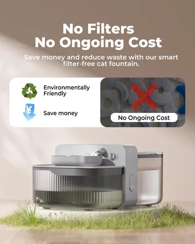 Miniatura 3 de Invengo Fuente de agua inalámbrica para gatos sin filtro, fuente de acero inoxidable de 3.5 litros para gatos y perros, separación de aguas