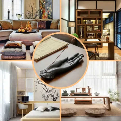 Miniatura 4 de Soporte de incienso de cerámica para palos, soporte para quemador de incienso, decoración zen con diseño de mano de Buda, protección contra el mal