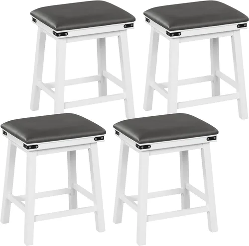 Miniatura 10 de Giantex Juego de 2 taburetes de bar de 24 pulgadas de altura de mostrador, taburetes de bar de madera sintética de granja con asiento acolchado