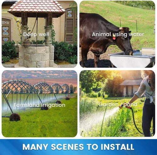 Miniatura 6 de ECO-WORTHY Kit de bomba de agua solar de 24 V, flujo grande de 3.2 GPM, 2 paneles solares de 100 vatios + bomba de pozo sumergible + controlador