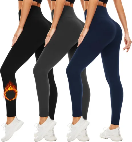 FULLSOFT Paquete de 3 leggings para mujer que no se transparentan a través del entrenamiento, cintura alta, control de abdomen, pantalones de yoga