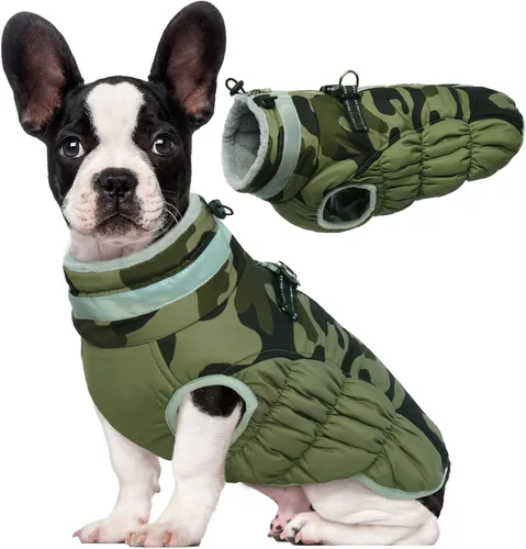 Miniatura 13 de Lelepet Abrigo cálido para perro, abrigo de invierno para perro, chaqueta impermeable para perros con arnés incorporado, chaleco reflectante