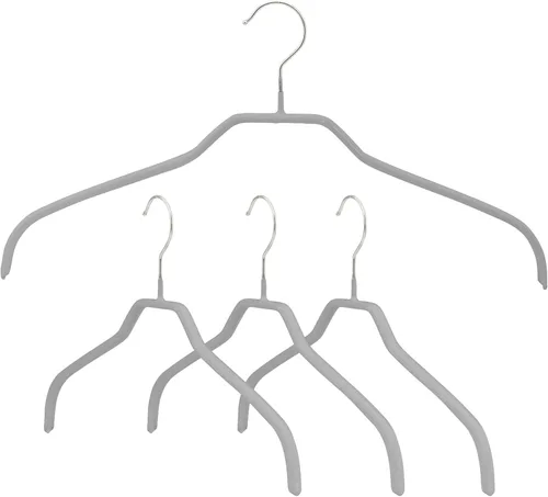 Miniatura 21 de MAWA - Perchas estrechas pequeñas de acero con revestimiento antideslizante, para camisas, vestidos, trajes, camisolas, chaquetas, gancho giratorio