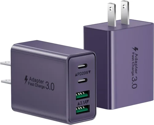 Miniatura 11 de Bloque de carga USB C, cargador de pared USB C de 40 W, adaptador de corriente PD de doble puerto, enchufe de pared QC USB C, bloque de carga rápida