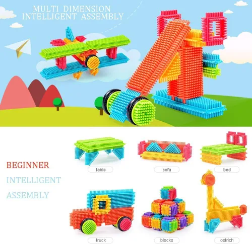 Miniatura 4 de Teytoy 100 piezas de bloques de construcción con forma de cerda para niños pequeños
