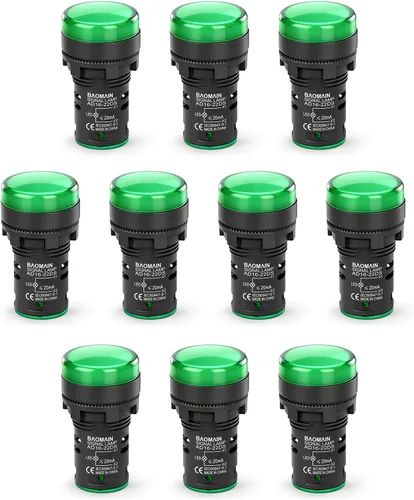 Miniatura 14 de Baomain LED Indicador Piloto Luz Piloto AD16-22D AC 110V 20mA Ahorro de Energía Verde Paquete de 2