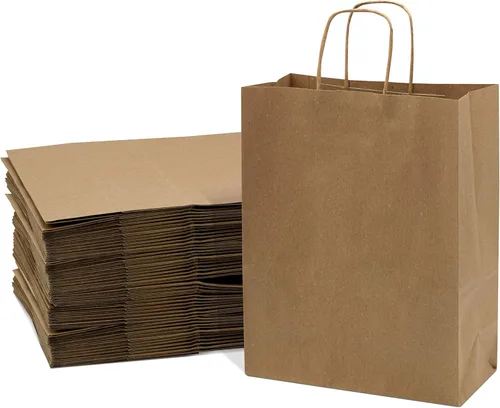 Miniatura 9 de Prime Line Packaging Bolsas de papel marrón, bolsas de regalo de estraza medianas con asas para pequeñas empresas, compras, boutiques, uso