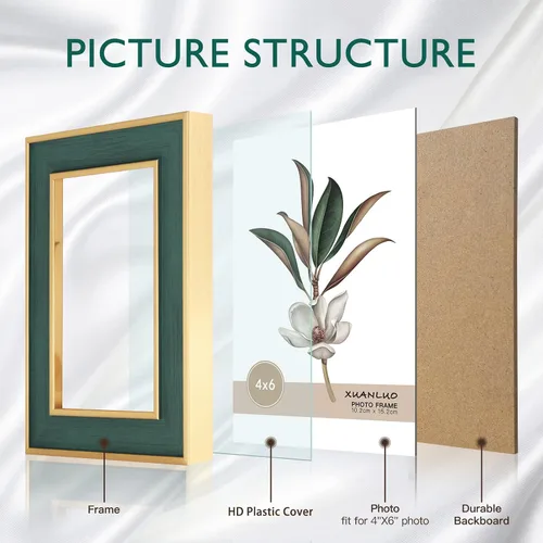 Miniatura 4 de XUANLUO Paquete de 4 marcos de fotos rústicos de granja con vetas de madera envejecida, para exhibir imágenes, mesa o decoración de pared