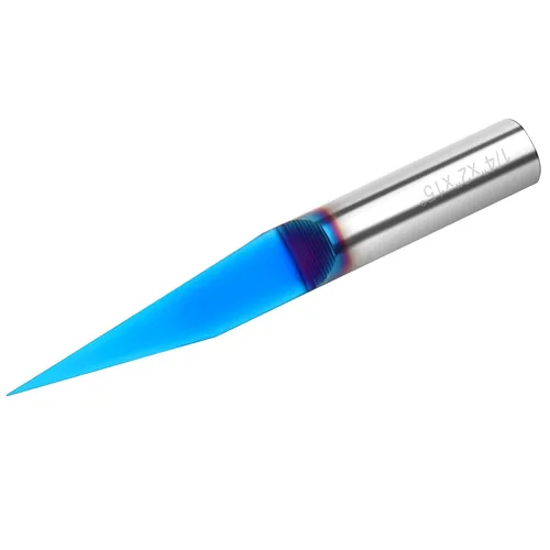 Miniatura 9 de EANOSIC Broca de enrutador de ranura en V de 15 grados, vástago de 1/4 pulgadas, broca de carburo sólido con revestimiento azul nano para grabado