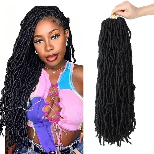 Miniatura 11 de LMZIM 7 paquetes de cabello sintético de ganchillo preanudado de 26 pulgadas, trenzas de ganchillo suaves de diosa para mujeres negras, extensiones