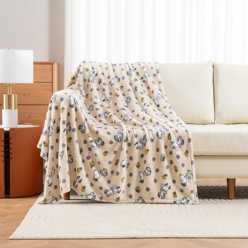 Miniatura 2 de Berkshire Blanket Manta de felpa de terciopelo Peanuts® VelvetLoft® con personaje encantador de Snoopy, lienzo grande Peanuts Woodstock Snoopy