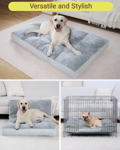 Miniatura 5 de NUPIDA Cama Lavable para Perros Extra Grandes, Cama de Jaula XXL Cojín de Perrera para Mascotas de Felpa con Fondo Antideslizante, Tapete para Gris
