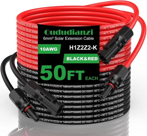 Miniatura 15 de Oududianzi Cable de extensión solar de 20 pies, cable solar de 10 AWG, cable fotovoltaico de cobre estañado calibre 10, cables de panel solar
