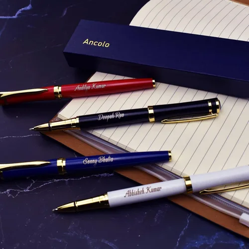 Miniatura 7 de Ancolo Bolígrafos Negros Personalizados para Negocios Ejecutivos - Punta Media con 10 Recambios de Tinta Negra Personalizados con Tu Nombre