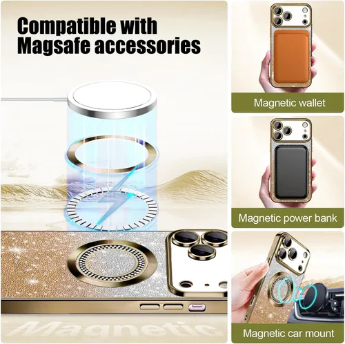 Miniatura 167 de Misscase Funda magnética con purpurina para iPhone 11 compatible con MagSafe, protección completa, delgada, a prueba de golpes, antiarañazos