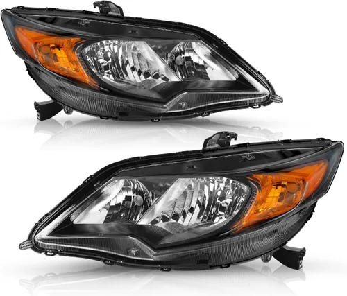 Miniatura 2 de TUSDAR Reemplazo del conjunto de faros delanteros para Honda Civic 2014-2015 de 2 puertas Coupé, carcasa negra, reflector ámbar (L+R)