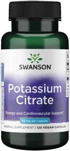 Swanson Citrato de potasio - Suplemento mineral que promueve la salud del corazón y el apoyo energético - Ayuda a la función óptima de los nervios y