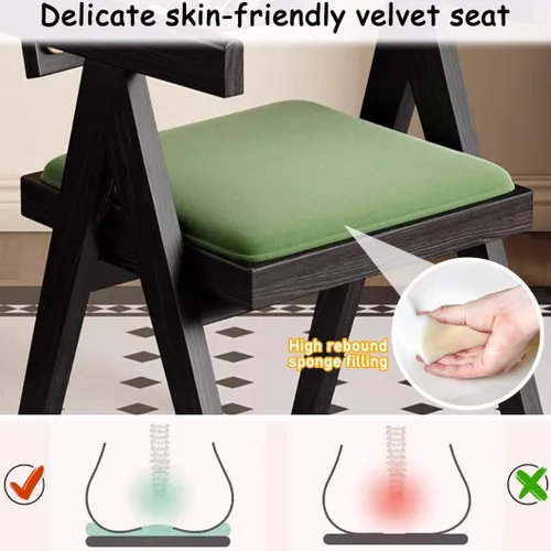 Miniatura 7 de YVYKFZD Juego de sillas de comedor de madera maciza, sillas de cocina sin brazos, silla de comedor tapizada con respaldo, sillón de terciopelo