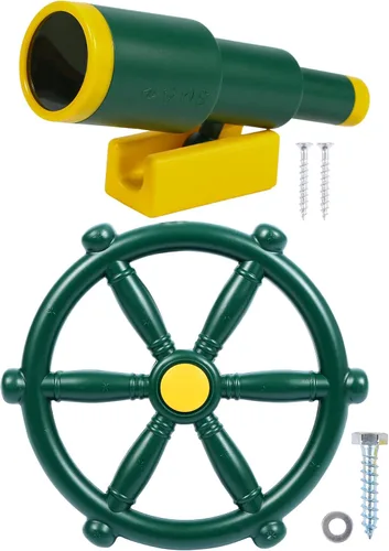 Miniatura 11 de RedSwing Accesorios para patio de recreo para niños, accesorios para columpios al aire libre con rueda de barco pirata, telescopio de juguete