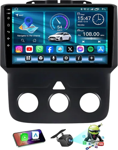 Miniatura 12 de 4 GB RAM+64 GB ROM Radio de coche para Dodge Ram 1500 2500 2013-2018: 1280 * 800 Pantalla táctil Car Stereo Upgrade Wireless CarPlay Android Auto