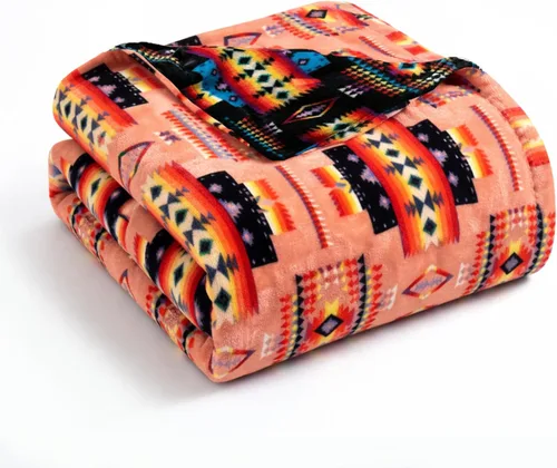 Miniatura 17 de Manta de forro polar Sacred Thread estilo azteca, reversible, manta nativa americana, manta para arreglar estilo occidental, nativa americana