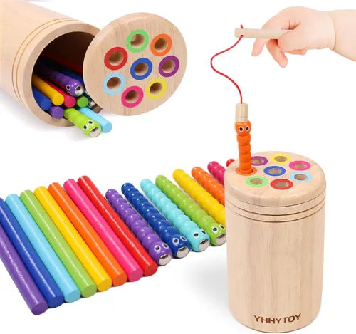 Juguetes Montessori para niños de 2, 3, 4 años, juego de pesca magnética de doble juego para niños de 18 meses, juguete preescolar de clasificación