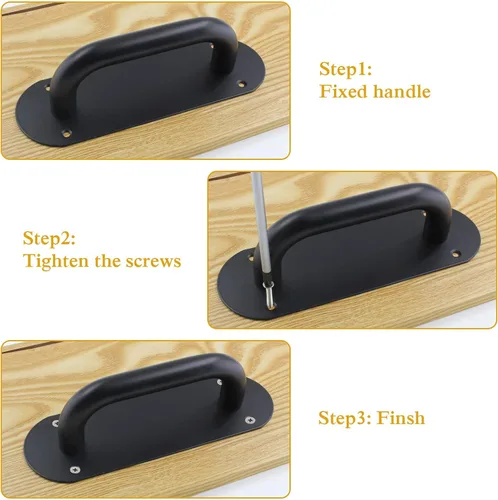 Miniatura 4 de Biaungdo Paquete de 2 tiradores de puerta de acero inoxidable, resistentes para puerta corrediza de granero, gabinete de cocina, negro mate