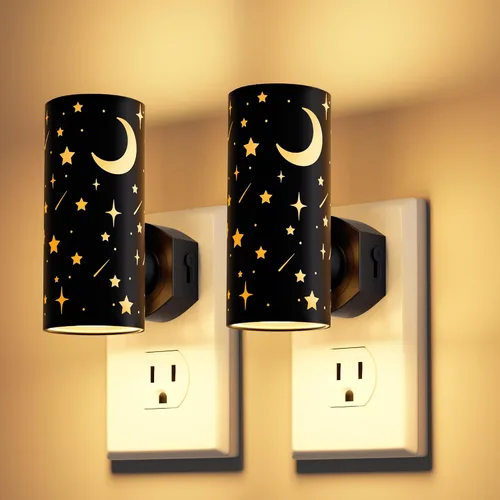 Miniatura 8 de Luces nocturnas LED enchufables a la pared, paquete de 2 luces nocturnas brillantes de 3000 K, sensor de atardecer a amanecer, regulable de 0 a 100