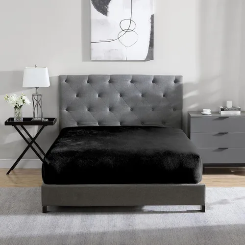 Cathay Home Sábana Bajera de Felpa Suave Twin - Felpa Ultra Suave y Gruesa - Calidez Acogedora para Todas las Estaciones - Sábana Bajera con Negro