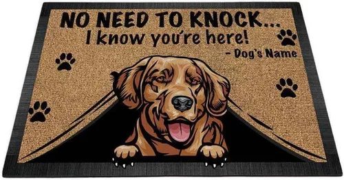 Miniatura 16 de Felpudo personalizado para amantes de los perros, diseño de pastor alemán, No Need to Knock I Konw You're Here, 27.5 x 17.7 pulgadas German Shepherd