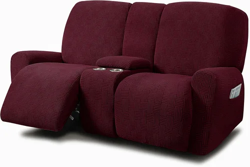 Miniatura 24 de ULTICOR - Juego de 8 fundas para sofá reclinable de jacquard, fundas para sofá reclinable elásticas para 3 cojines, gruesas, suaves, lavables Gris