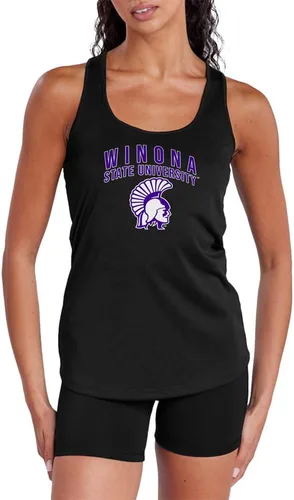 Miniatura 77 de Camiseta deportiva sin mangas oficial de NCAA Collegiate para mujer, con espalda cruzada, colección con logotipo primario