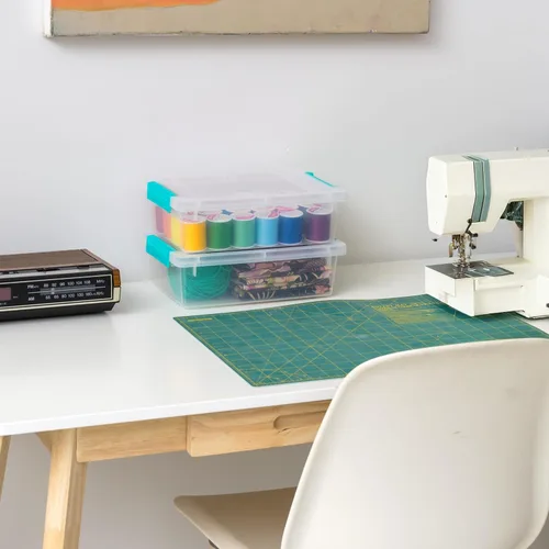 Miniatura 2 de IRIS USA Contenedores de almacenamiento de 2 cuartos de galón con tapas, paquete de 6, fabricados en Estados Unidos, caja de clip, pequeños