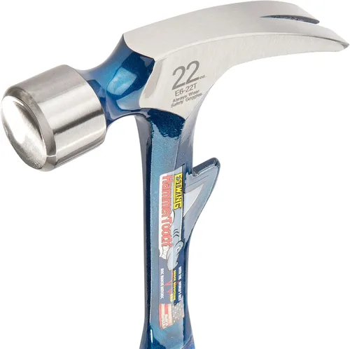 Miniatura 3 de Martillo Estwing Hammertooth - Garra de arranque recta de 22 oz con cara lisa y agarre de reducción de impactos - E6-22T, Azul
