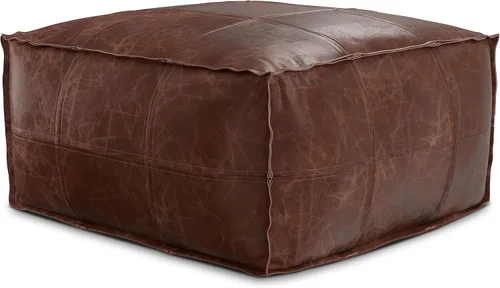 Miniatura 16 de SIMPLIHOME Grady Puf cuadrado – 18 pulgadas de ancho x 14 pulgadas de alto lana y algodón tejido a mano otomano en tono tierra, reposapiés Tono
