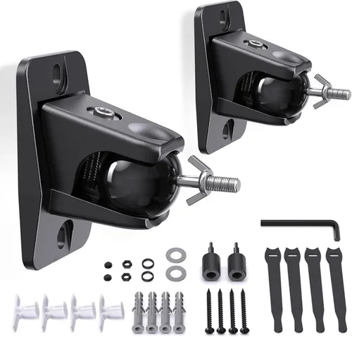 Soporte de pared para altavoz trasero de sonido envolvente, soporte de montaje de techo para satélite universal, se adapta a orificio de cerradura y