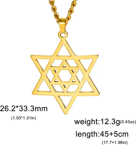 Miniatura 24 de EUEAVAN Collar con dije de estrella de David contra el mal de ojo de seis puntas con dije de estrella de David, hexagrama demoníaco religioso