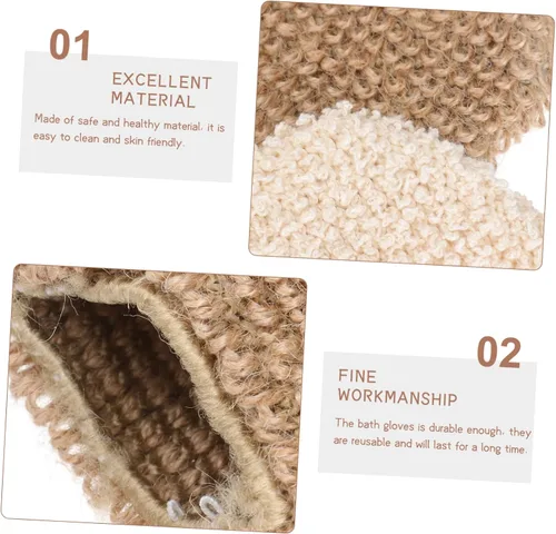 Miniatura 4 de FRCOLOR Guantes de baño exfoliantes, 2 unidades, guantes de lufa, exfoliantes, tejido para baño, toallas de limpieza para la espalda, 2 uds