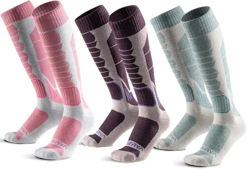 Miniatura 14 de Calcetines de lana de merino para esquí para hombres, mujeres y jóvenes - Calcetines térmicos de snowboard con amortiguación completa por encima