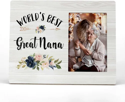 FONDCANYON World's Best Great Nana - Marco de fotos con diseño floral para el Día de la Madre, regalo para el Día de la Madre, regalos de cumpleaños