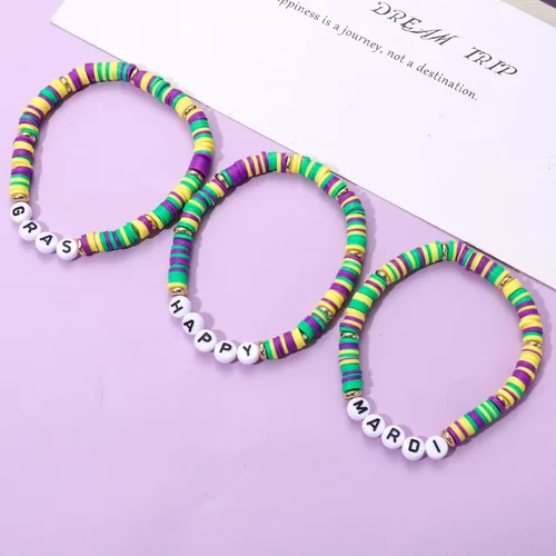 Miniatura 7 de Surfer Heishi - Pulseras apilables para mujer, apilables, de vinilo arcoíris, disco de arcilla, pulseras elásticas para la amistad, joyería bohemia
