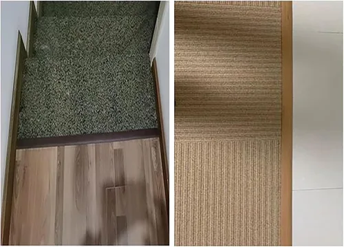 Miniatura 6 de Tira de transición de piso, tiras de cubierta de suelo de transición autoadhesivas, diseño de grano de madera cortable, tira divisora plana de piso