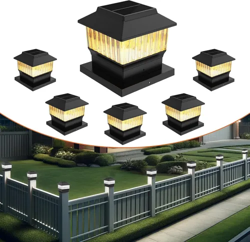 Miniatura 17 de Paquete de 4 luces solares para tapa de poste, modernas #2: se adapta a postes de vinilo de 4 x 4 y madera de 5 x 5 pulgadas, temperatura de 3