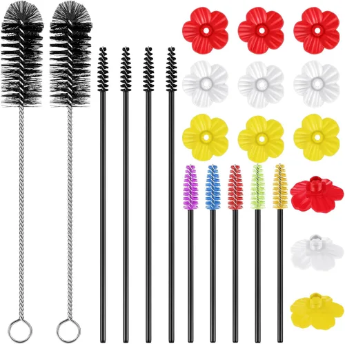 38 piezas de 3 tamaños de cepillo de limpieza para comederos de colibríes, mini cepillo de tubo de nailon con 16 piezas de repuesto para pájaros de