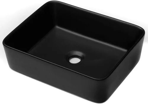Miniatura 20 de Lordear Lavabo Rectangular de Baño Tipo Vasija 24X14 Pulgadas Lavabos de Baño Blancos de 24 Pulgadas con Borde Negro Lavabo de Cerámica Sobre