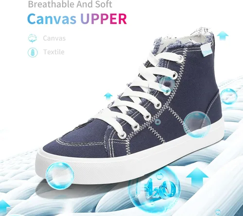 Miniatura 62 de Obtaom Zapatos de lona de alta calidad para mujer/hombre para jugar a media pantorrilla, zapatillas de deporte de moda casuales con cordones de alta